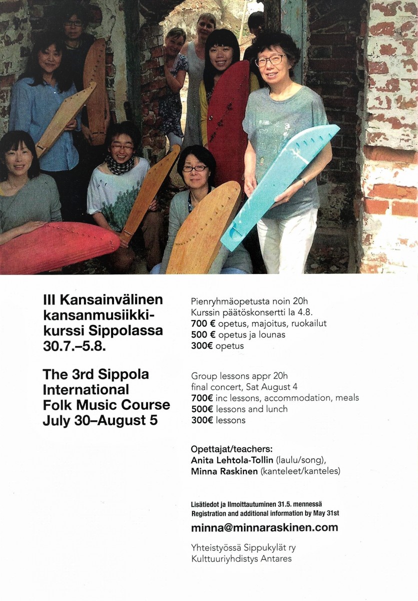 III Kansainvälinen kansanmusiikkikurssi Sippolassa 30.7. – 5.8.2018
